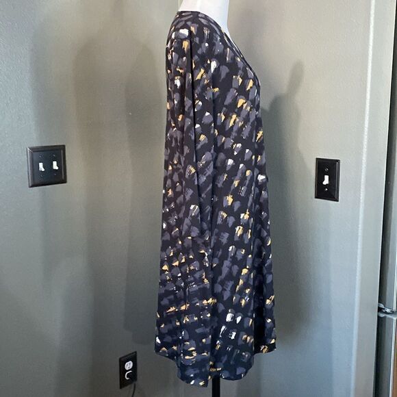 H by Halston Wrap Front Slinky Jersey Dress Brush Stroke Pattern 3/4 Sleeve - Picture 7 of 13